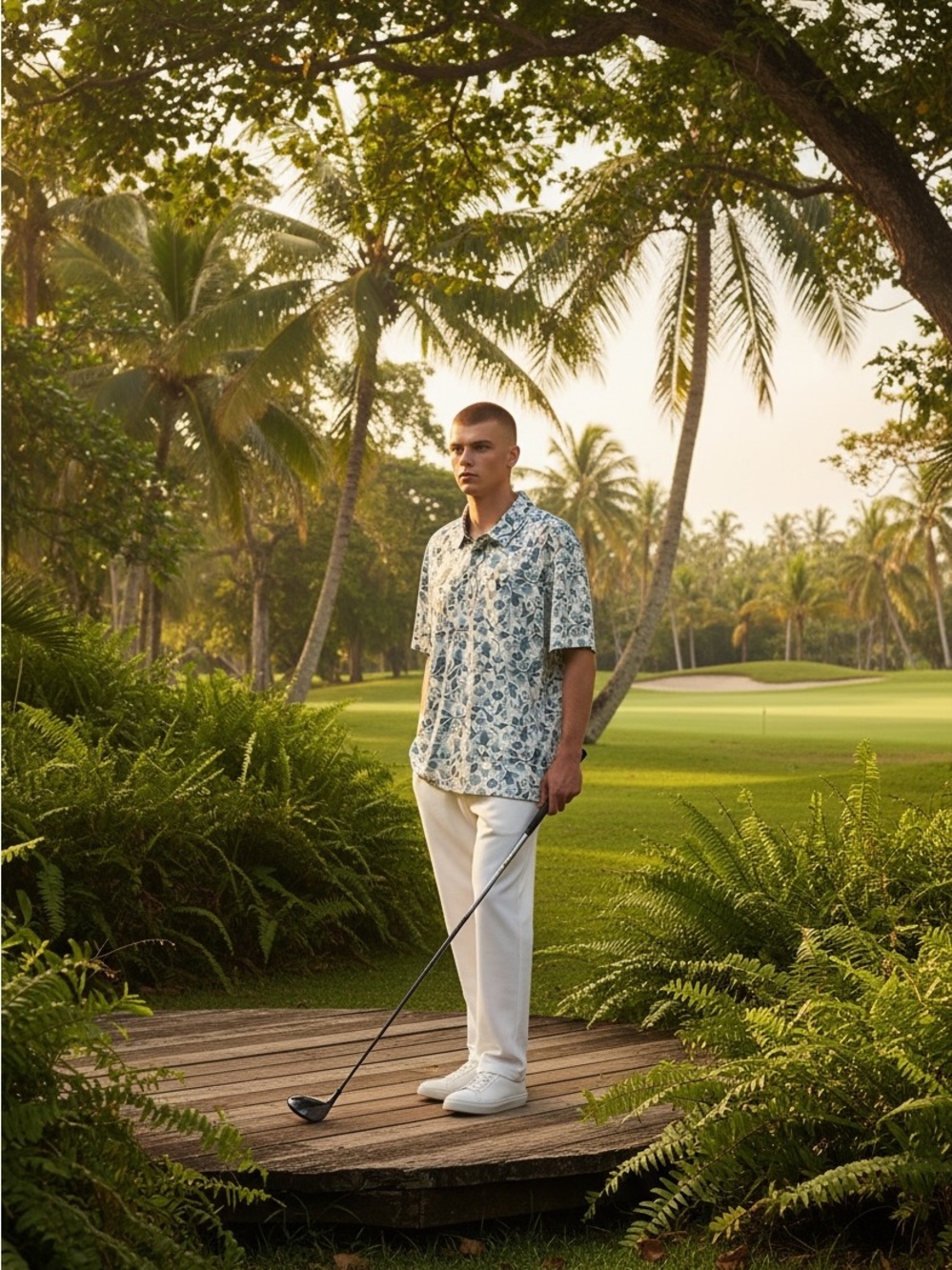 William Murray Golf Blue Floral Short-Sleeve Button-Down Shirt